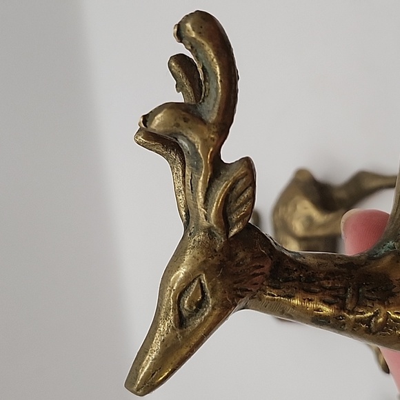 Vintage Brass Deer 3 Count 6" 4" & 3" - Picture 11 of 13